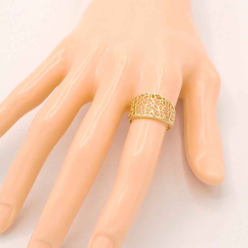 Zlatý prsten pestře zdobený kytkami 2,15g