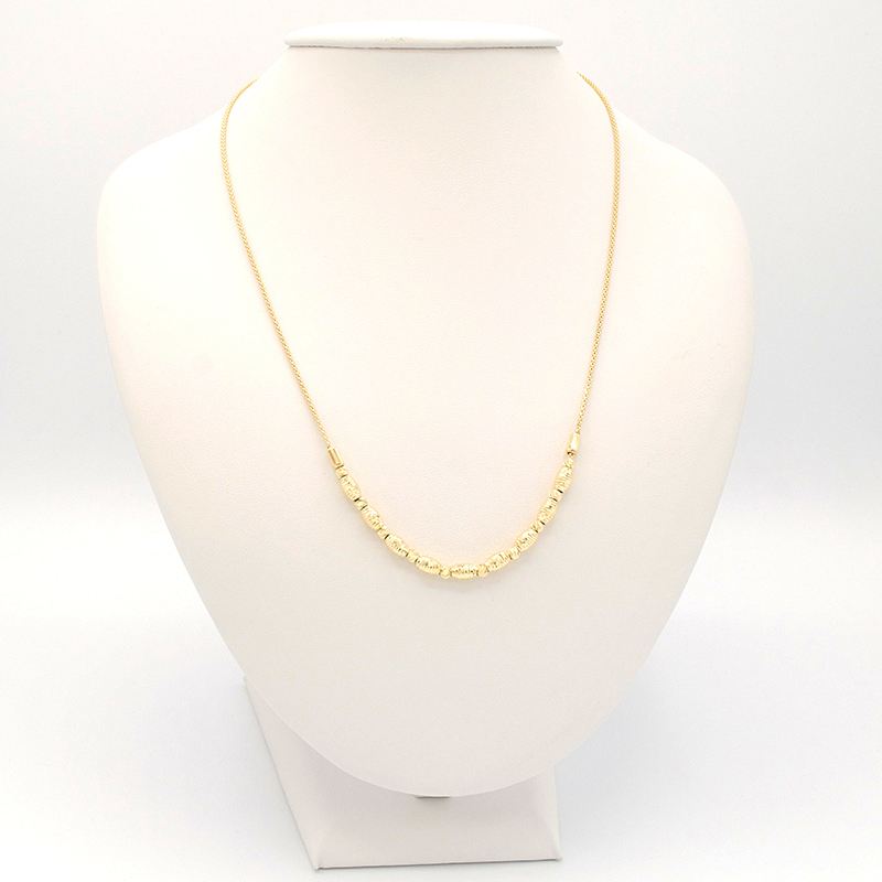 Zlatý náhrdelník s lesklými kuličkami a válečky 5,65g