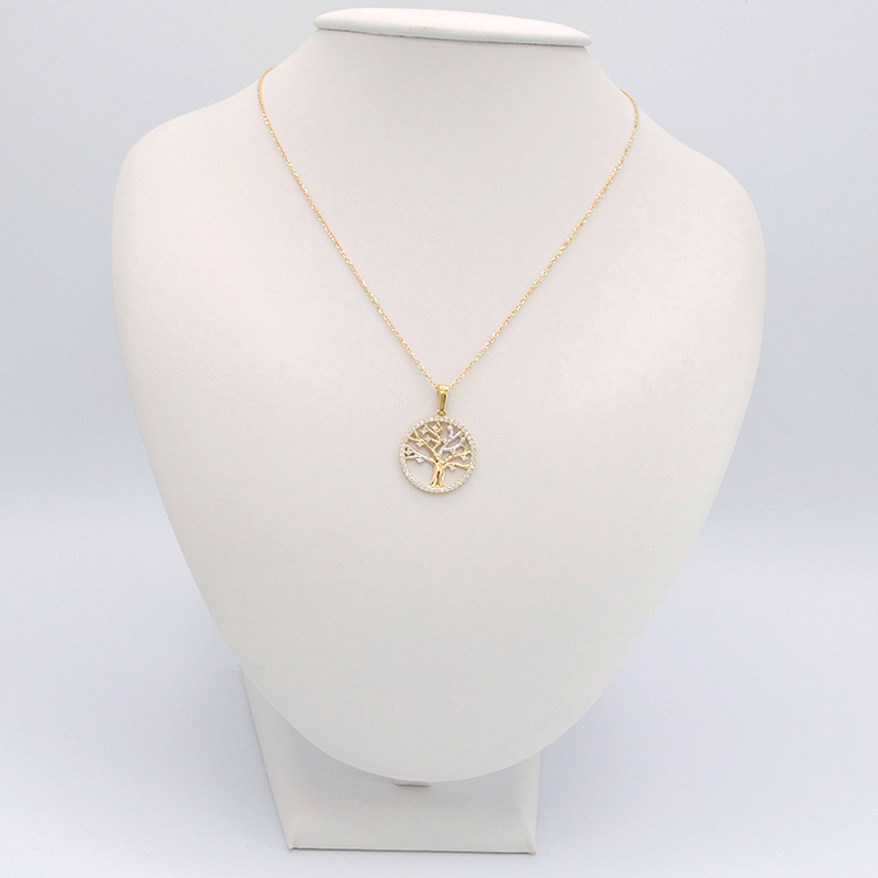 Zlatý přívěsek strom života zdobený zirkony dvě barvy zlata 1,65g