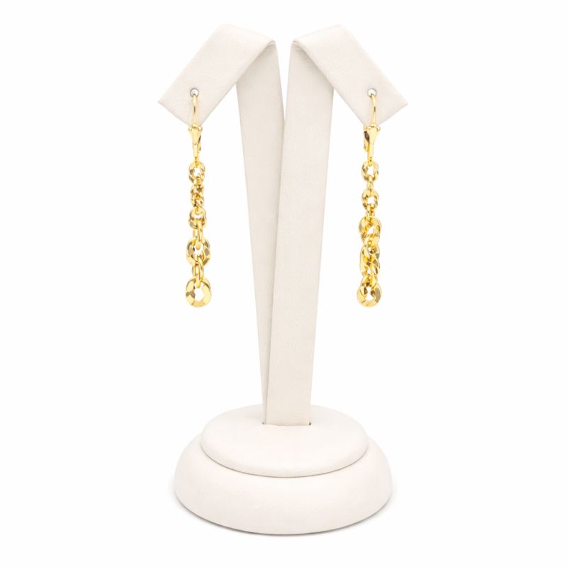 Zlaté náušnice visací řetízky zdobené 