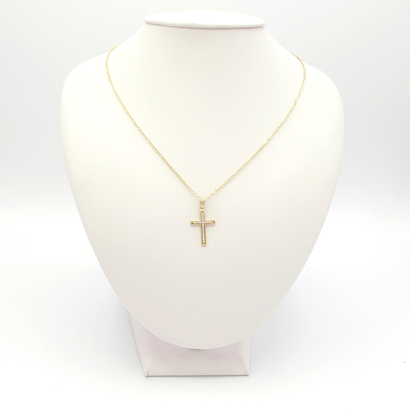 Zlatý přívěsek kříž se zirkony 1,00g