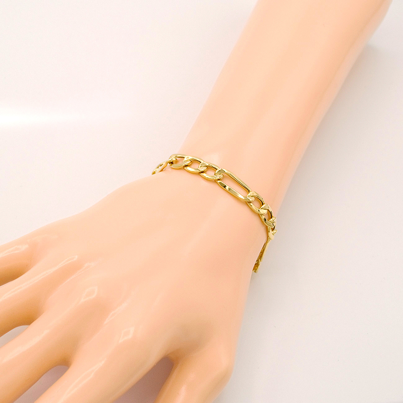 Zlatý náramek Figaro hrubý s velkou karabinou 6,95g 