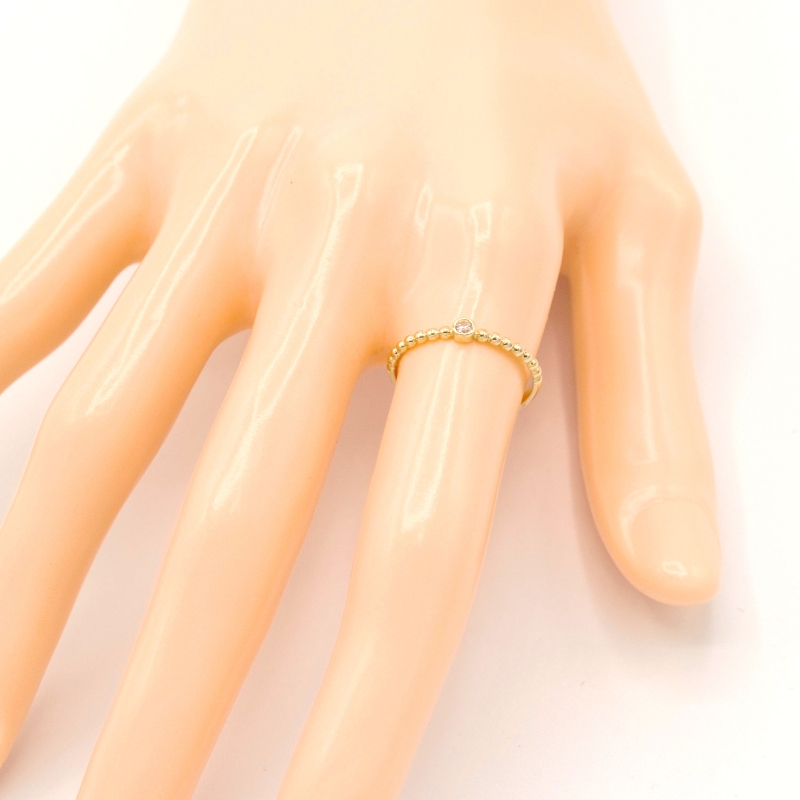 Zlatý prsten kroužek s kuličkami a zirkonem 0,90g