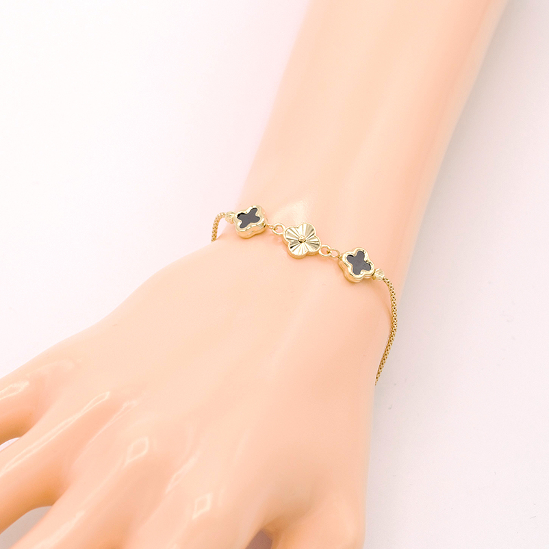 Zlatý náramek lanko se čtyřlístky v lesklém vzhledu 4,08g