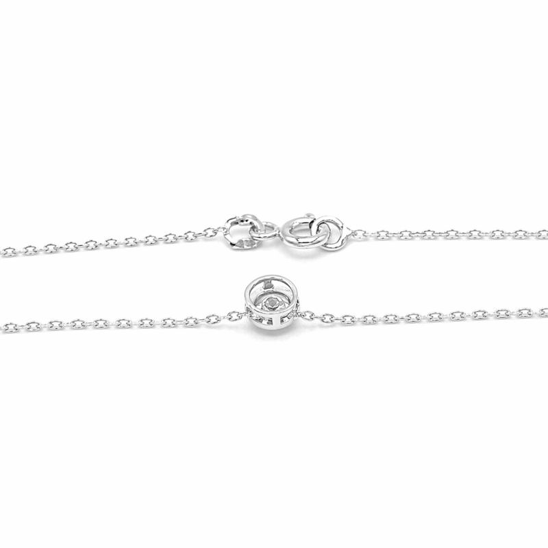 Řetízek z bílého zlata s kulatým zirkonem 