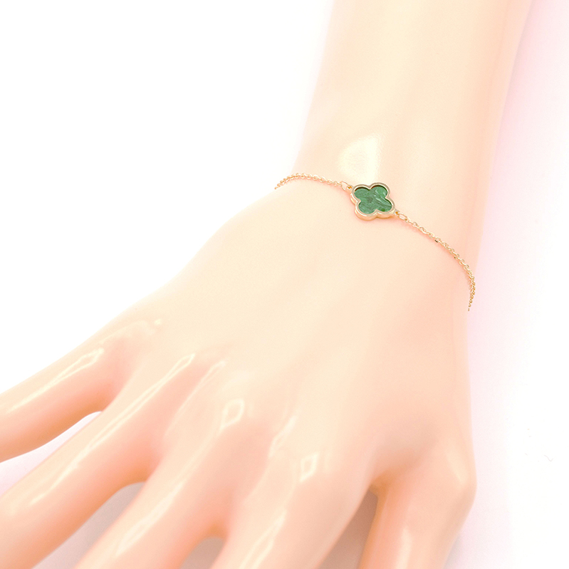Zlatý náramek se zeleným čtyřlístkem 1,20g