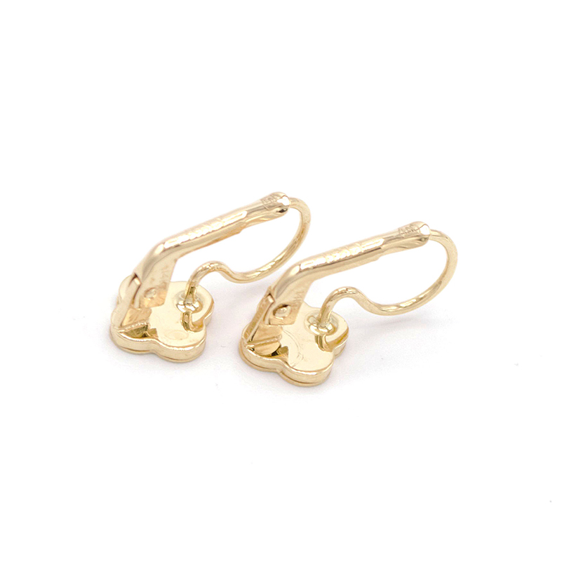 Zlaté náušnice čtyřlístky zdobené perletí 1,80g