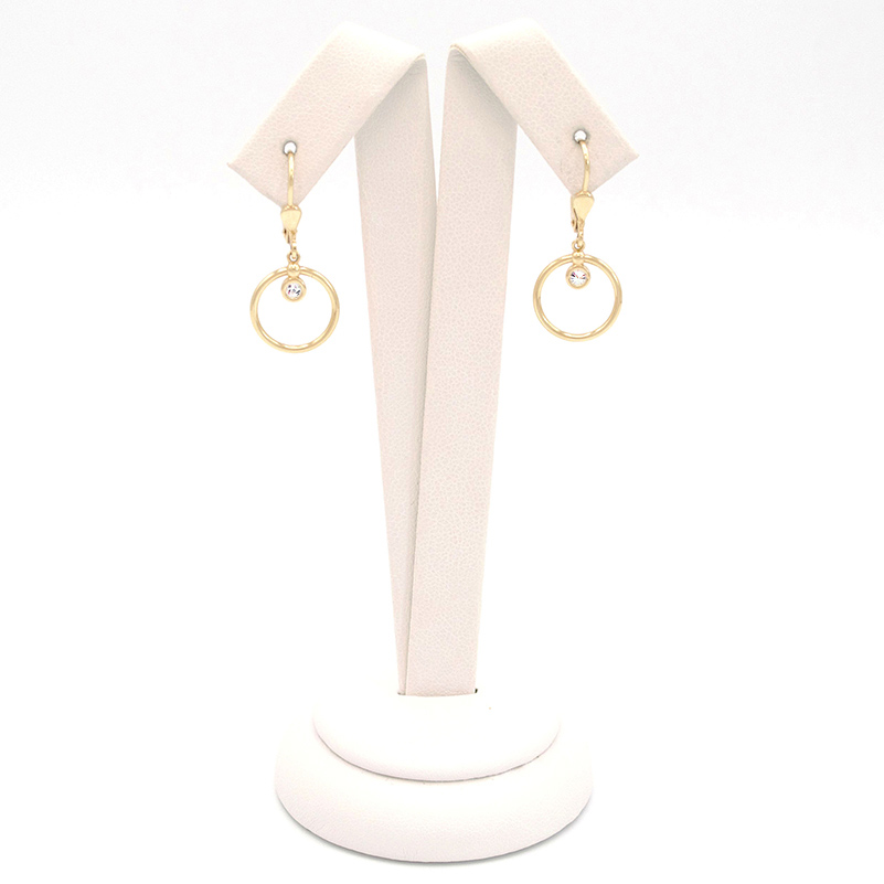 Zlaté  náušnice visací kruhy se zirkonem 2,07g