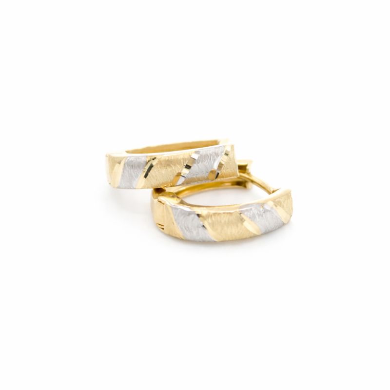 Zlaté náušnice s proužky dvě barvy zlata