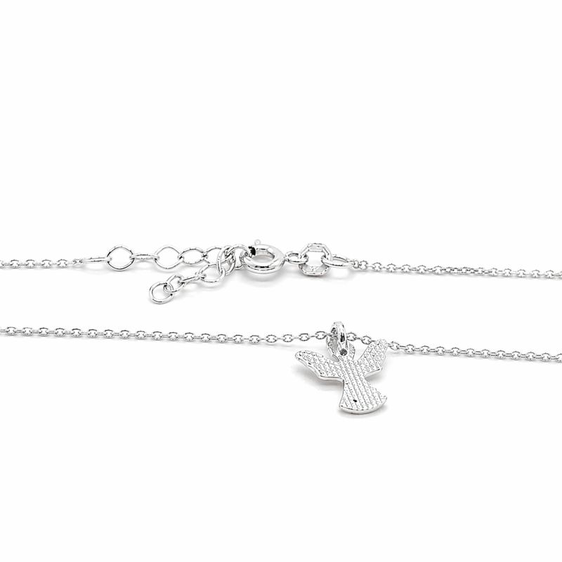 Řetízek z bílého zlata s andělem zdobeným zirkonem 