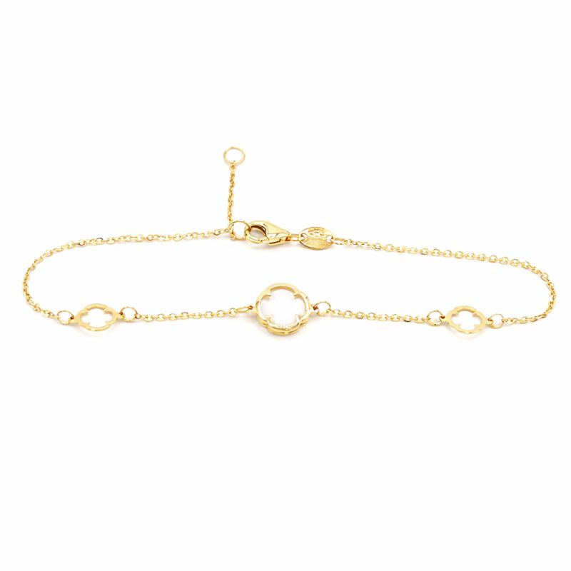 Zlatý náramek se čtyřlístkem s perletí 