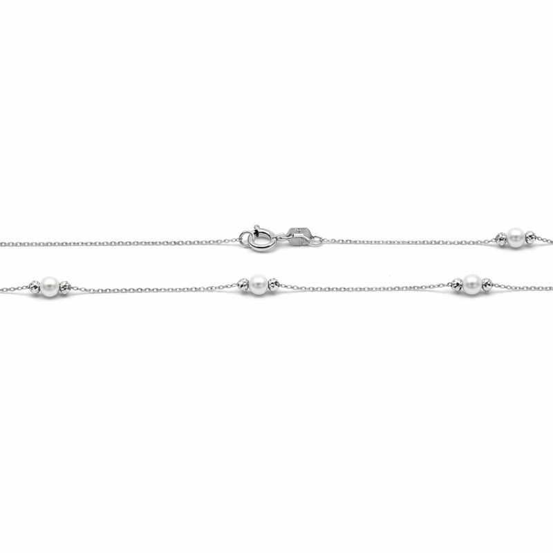 Řetízek z bílého zlata s perličkami 