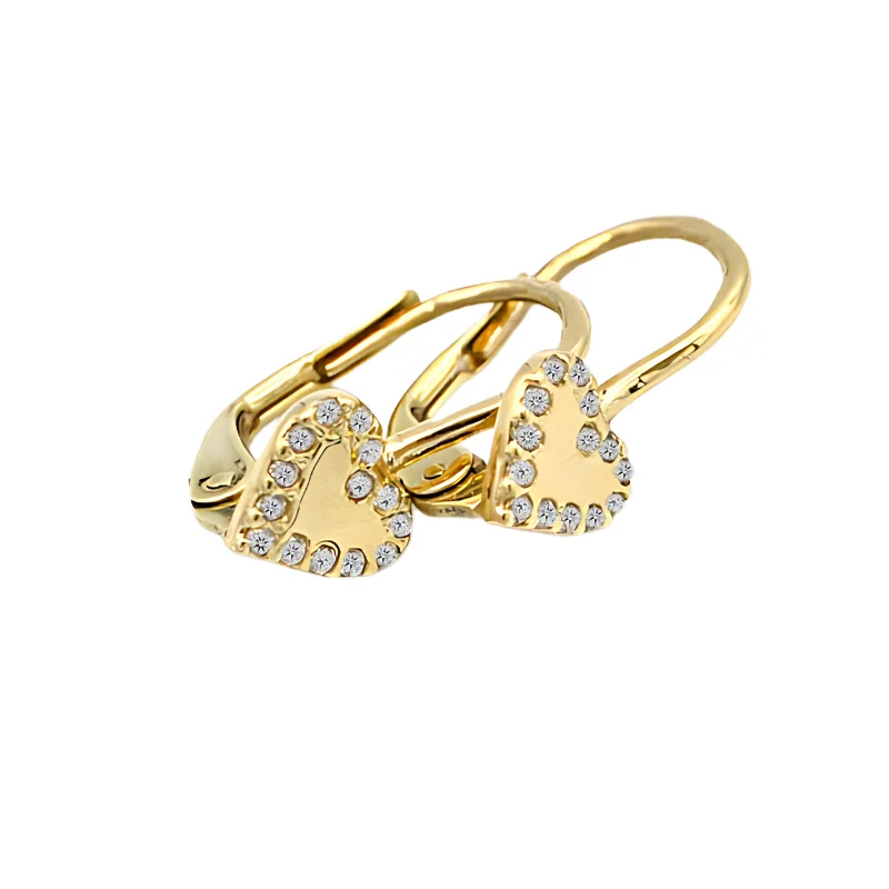 Zlaté náušnice srdíčka se zirkony 1,95g