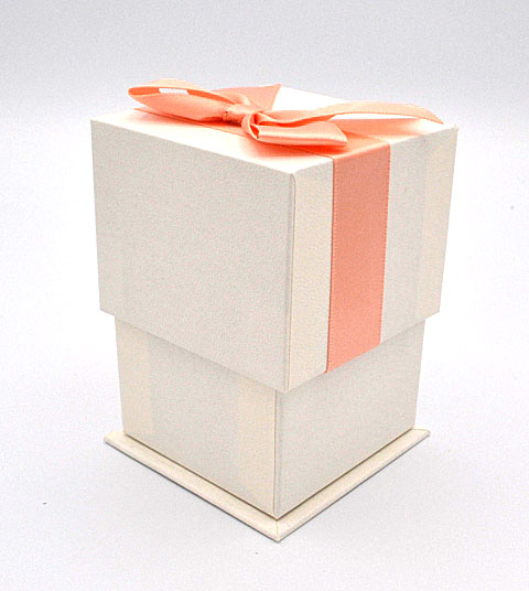 Krabička na šperky bílá s lososovou mašlí 