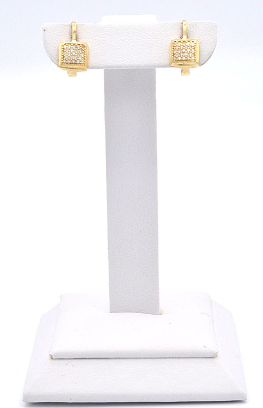 Zlaté náušnice čtverečky se zirkony 2,80g