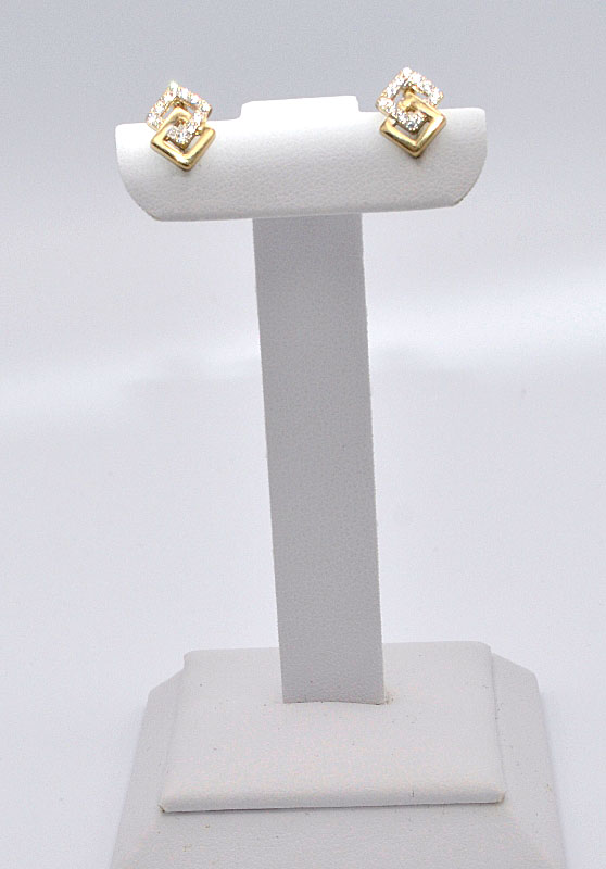 Zlaté náušnice kosočtverce se zirkony 1,85g