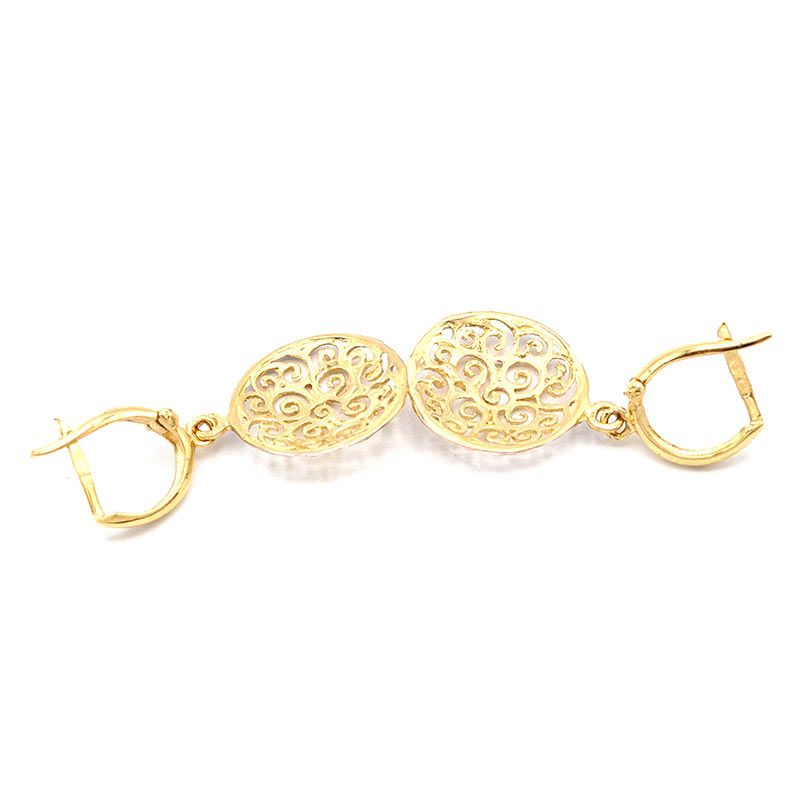 Zlaté náušnice kulaté zdobené dvě barvy zlata 2,50g