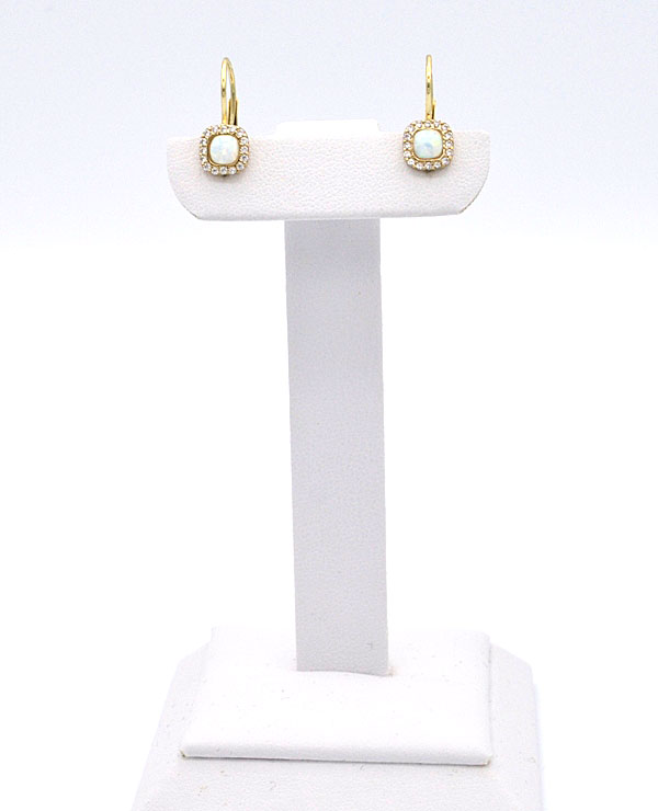 Zlaté náušnice s opálem a zirkony 1,97g