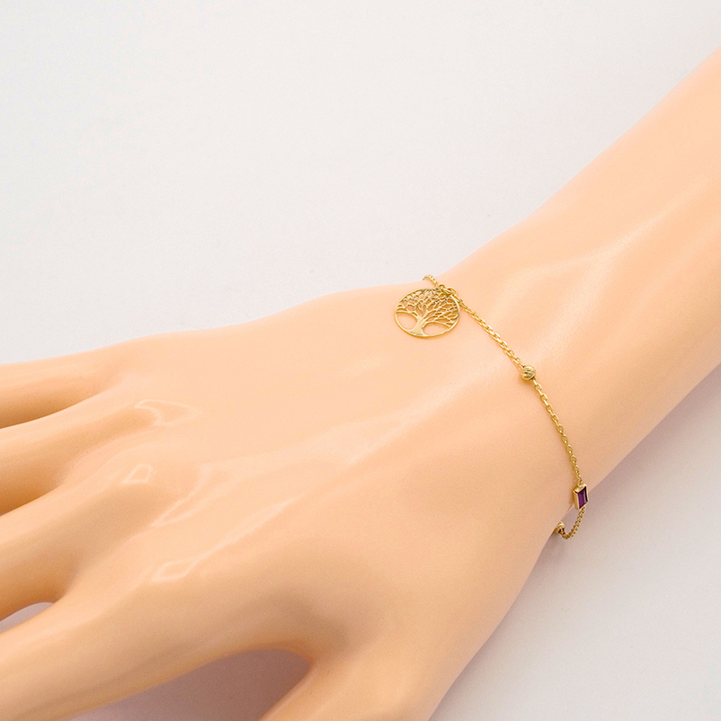 Zlatý náramek strom života s barevnými kamínky 1,25g