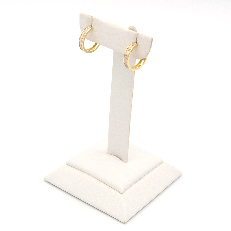 Zlaté náušnice kruhy s pruhy zirkonů 2,10g