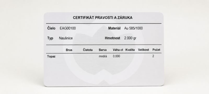 Náušnice z bílého zlata, s topazem a zirkony