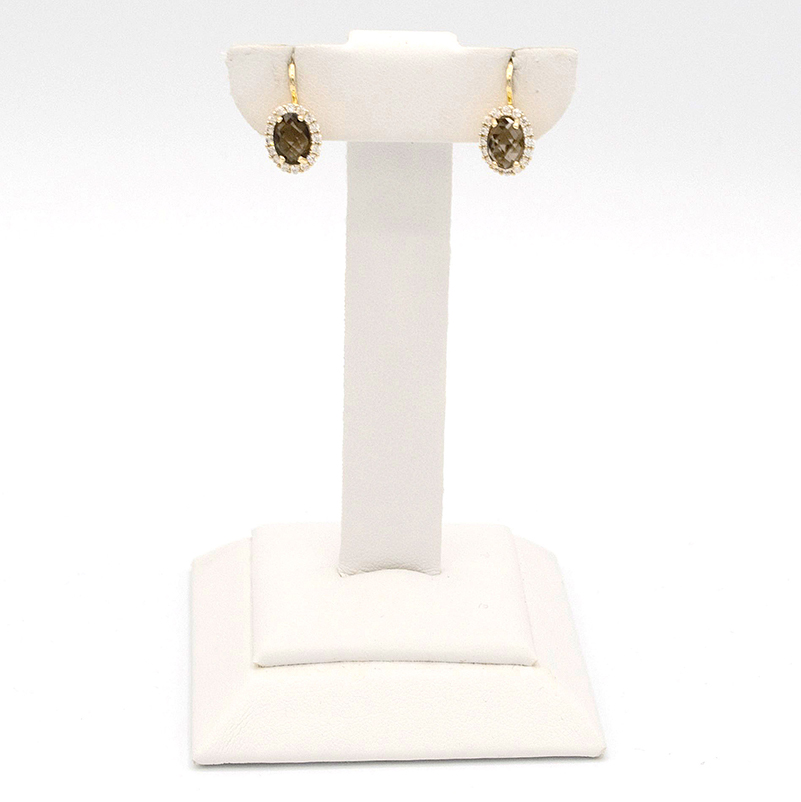 Zlaté náušnice se záhnědou a zirkony 2,55g