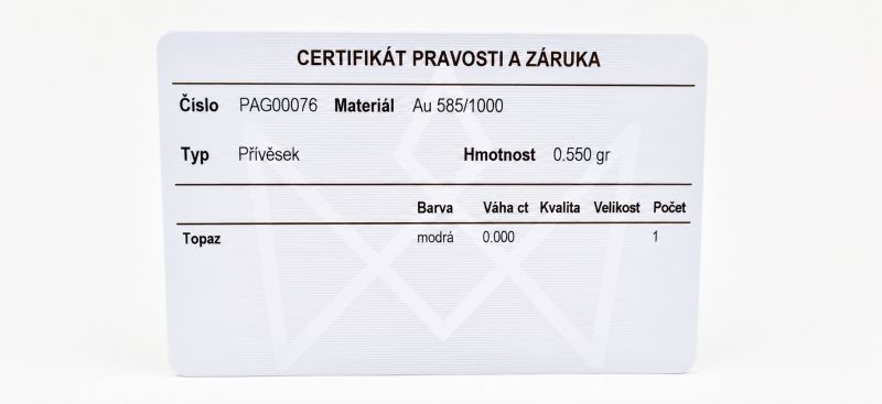 Zlatý přívěsek s topazem a zirkony 0,55g