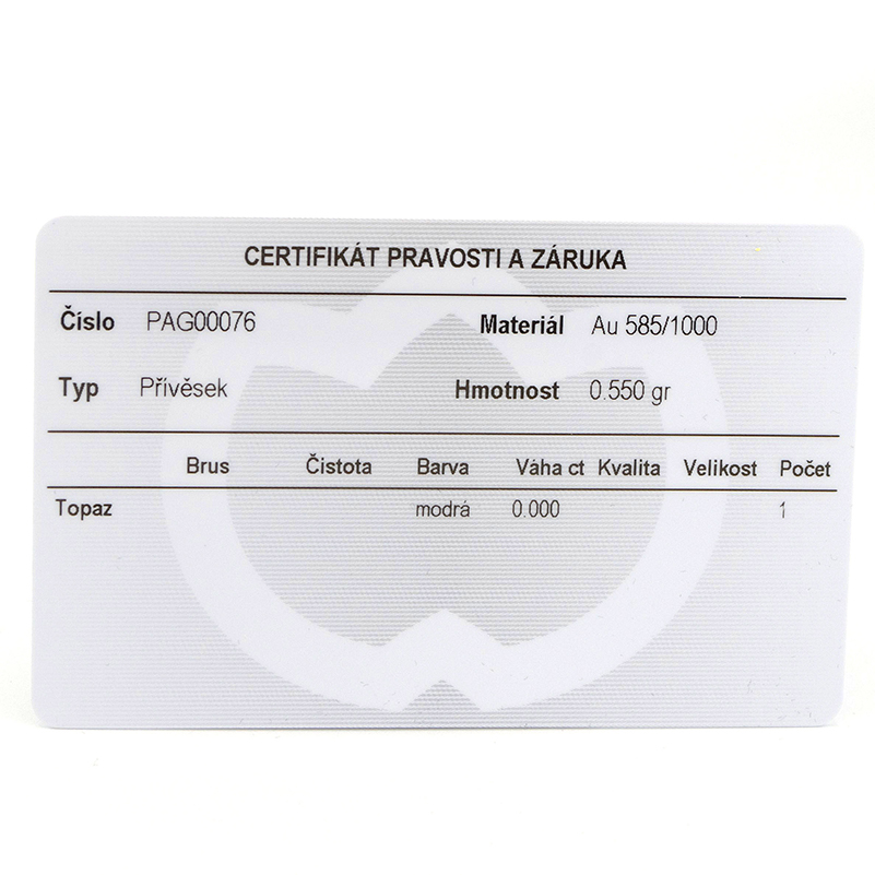 Zlatý přívěsek s topazem a zirkony 0,55g