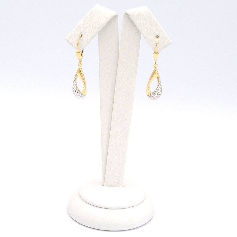 Zlaté náušnice visací kapky zdobené dvě barvy zlata 2,50g