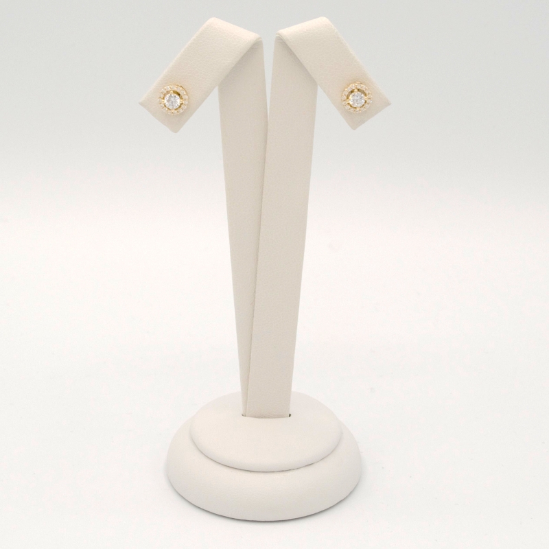 Zlaté náušnice kulaté zdobené zirkony na puzetu 1,50g