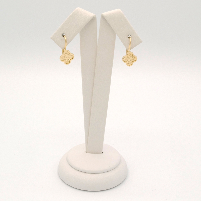 Zlaté náušnice čtyřlístky se zdobením 1,80g