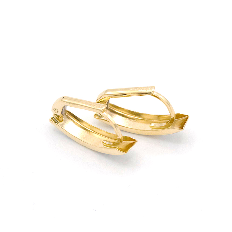 Zlaté náušnice zaoblené zdobené proužky dvě barvy zlata 1,55g