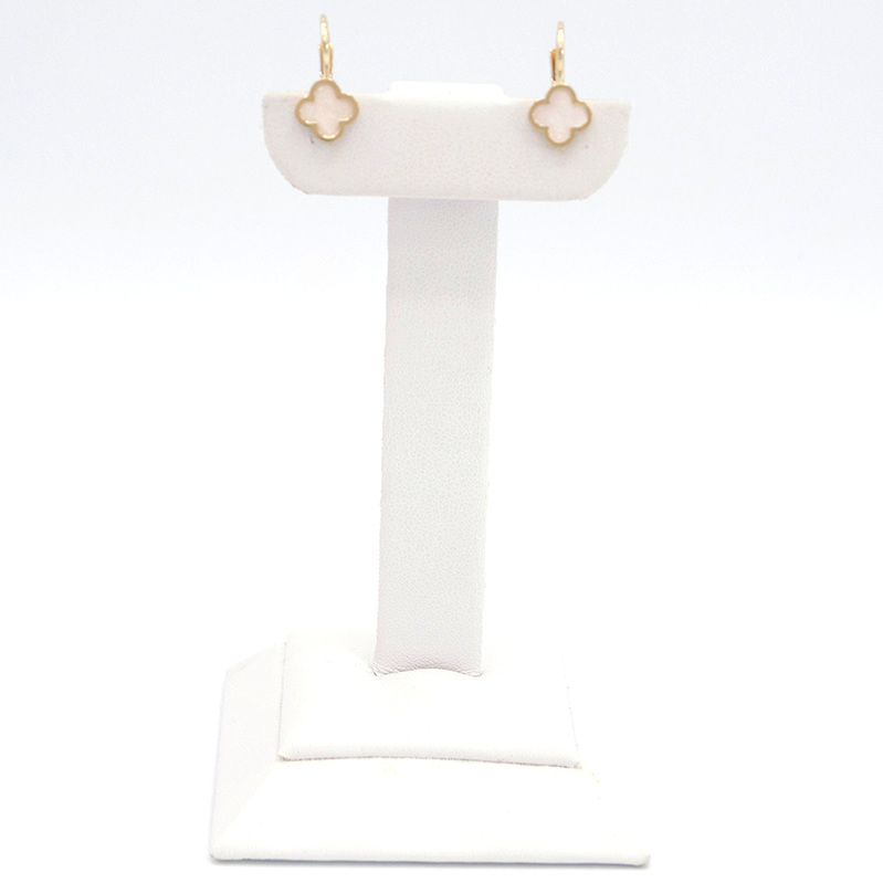 Zlaté náušnice čtyřlístky zdobené perletí 1,80g