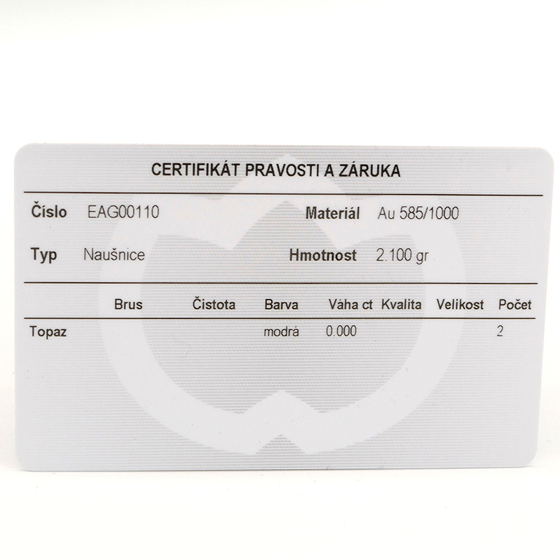 Zlaté náušnice s topazem a zirkony 2,10g