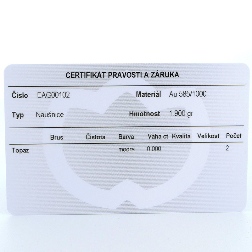 Náušnice z bílého zlata, s topazem a zirkony 1,95g