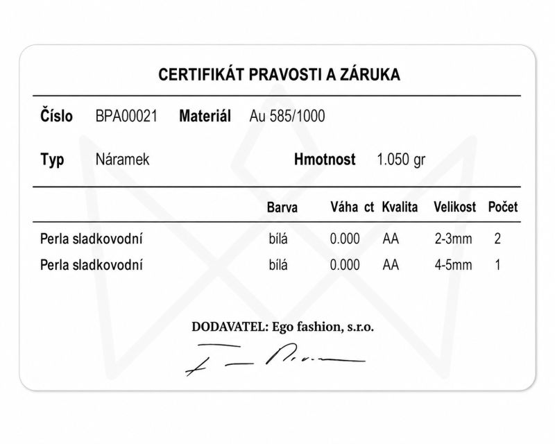 Zlatý náramek se sladkovodními perličkami