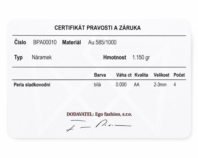 Zlatý náramek se sladkovodními perličkami a srdíčky