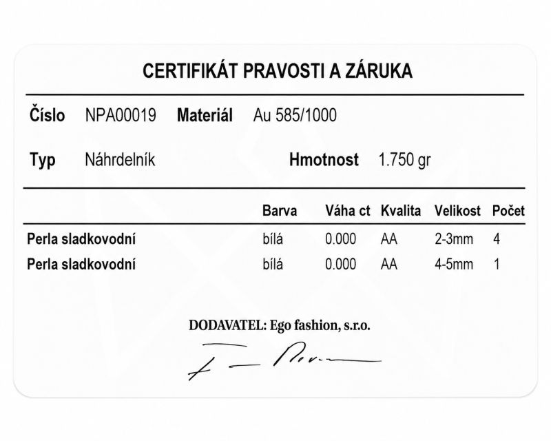 Zlatý řetízek se sladkovodními perličkami a srdíčky