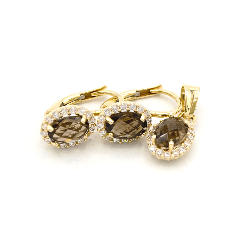 Zlatý přívěsek se záhnědou a zirkony 1,00g