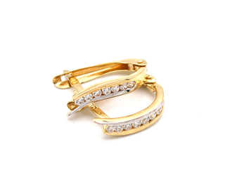 Zlaté náušnice vlnky se zirkony dvě barvy zlata 1,85g