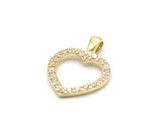 Zlatý přívěsek srdce se zirkony 1,07g 