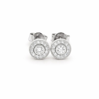 Náušnice z bílého zlata pecky se zirkony na puzetu 