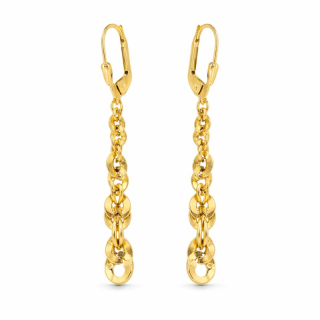 Zlaté náušnice visací řetízky zdobené 