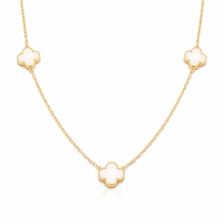 Zlatý řetízek se čtyřlístky s bílým kamenem 4,50g