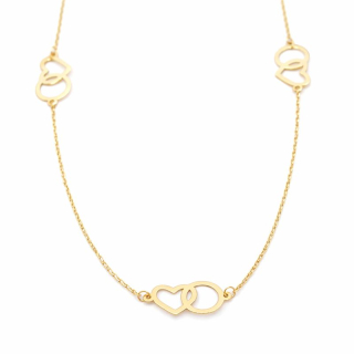 Zlatý řetízek propletená kolečka se srdíčky 