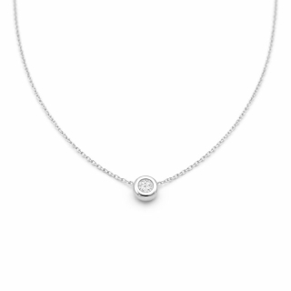 Řetízek z bílého zlata s kulatým zirkonem 1,21g