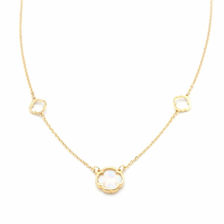 Zlatý řetízek se čtyřlístkem s perletí 