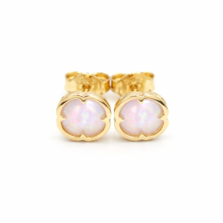 Zlaté náušnice čtyřlístky s perletí na puzetu 