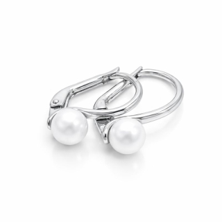 Náušnice z bílého zlata se sladkovodní perlou 