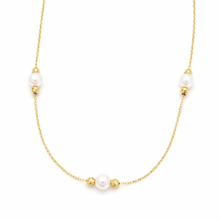 Zlatý řetízek s perličkami 